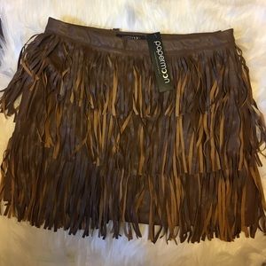 Boutique Fringe Leather skirt